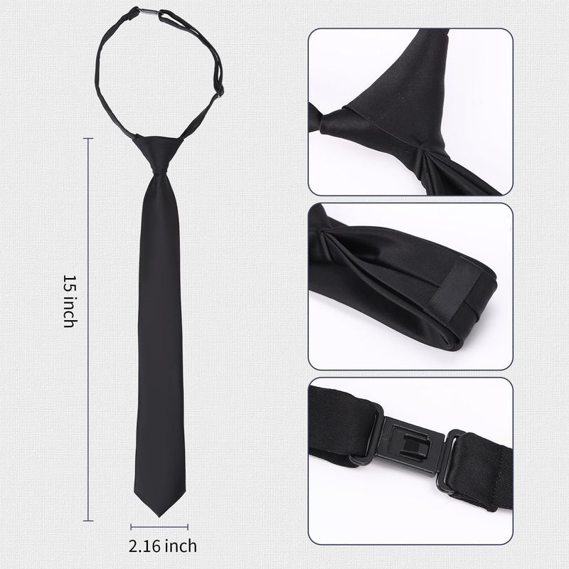 Eshwb Boys Tie Pre-Tied Adjustable Kids Neckties for Age 8-12, 15 Inch Woven Formal Kids Tie School Wedding - Image 2